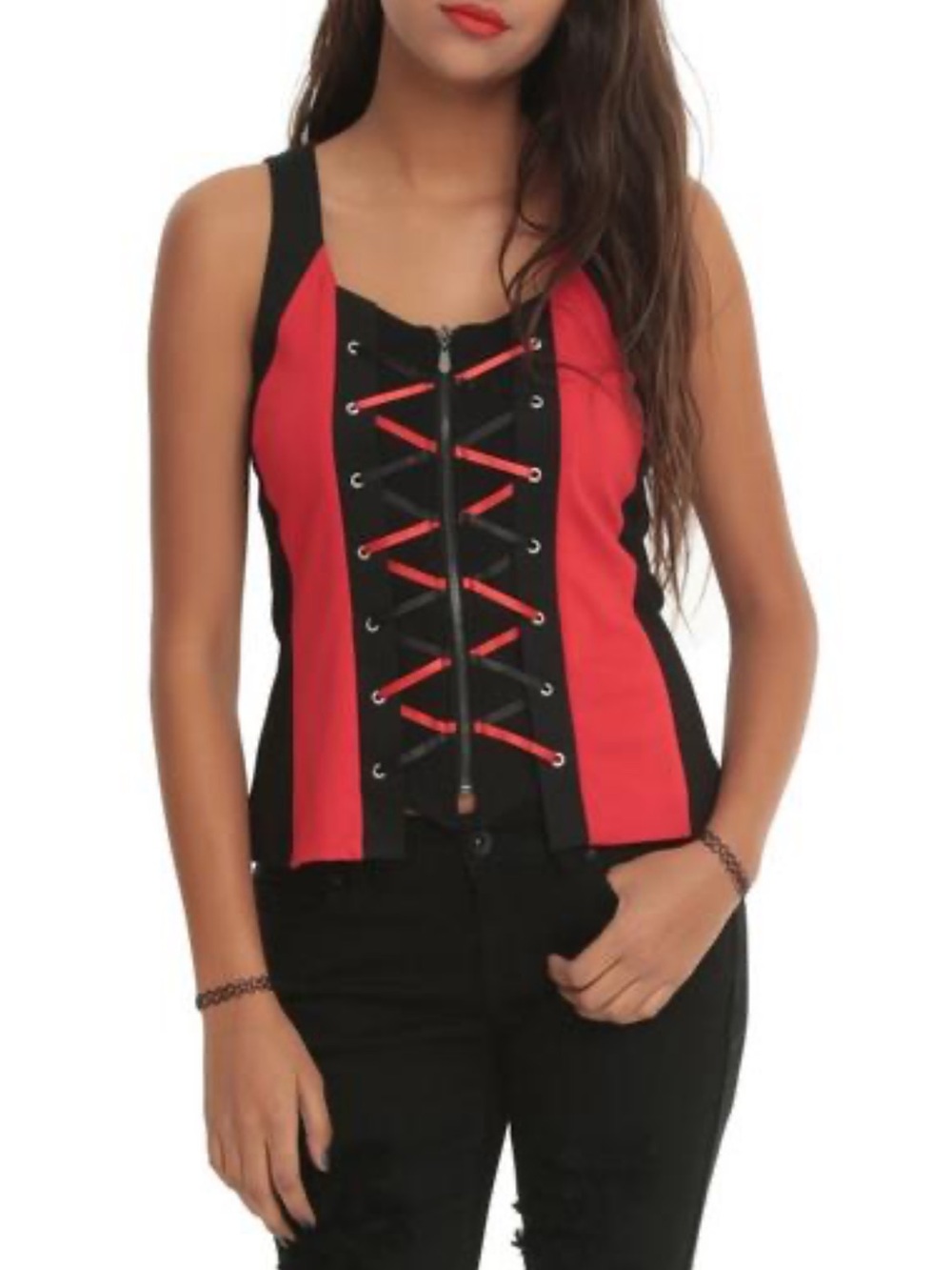 DC Comics Harleen Harley Quinn Lace-Up Top
